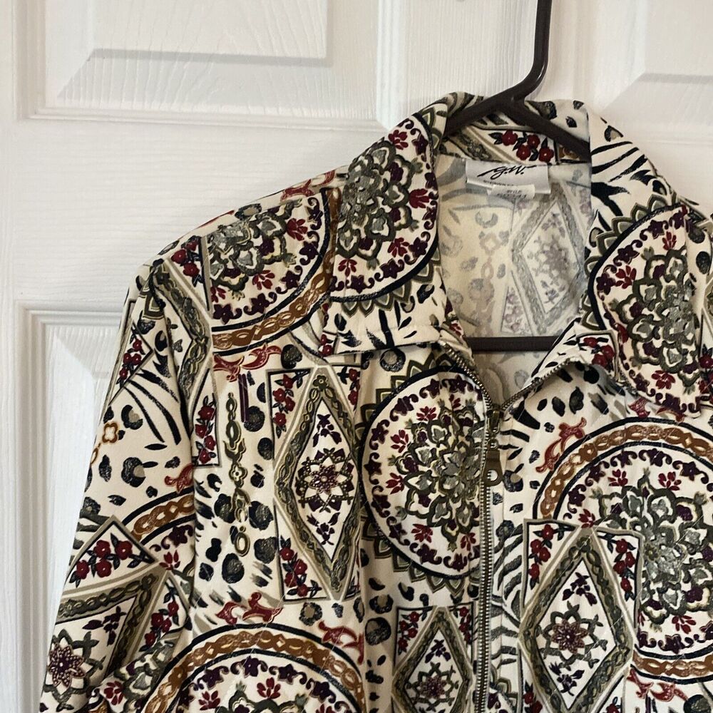 G.W. Of Graff Jacket Women’s Size M Medium Quilted Light Zip Up Floral Pockets - Picture 3 of 15
